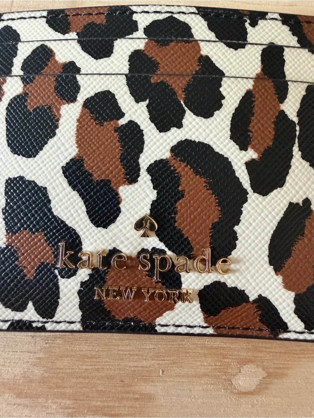 kate spade Leopard-Print Card Holder in Brown, Black & White